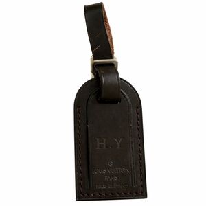 Louis Vuitton Dark Brown Leather Luggage Tag Authentic